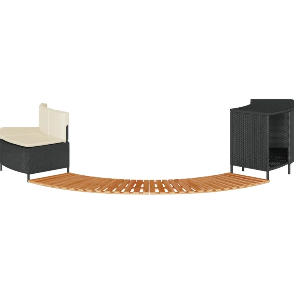 vidaXL Hottub-ombouw poly rattan en massief acaciahout zwart