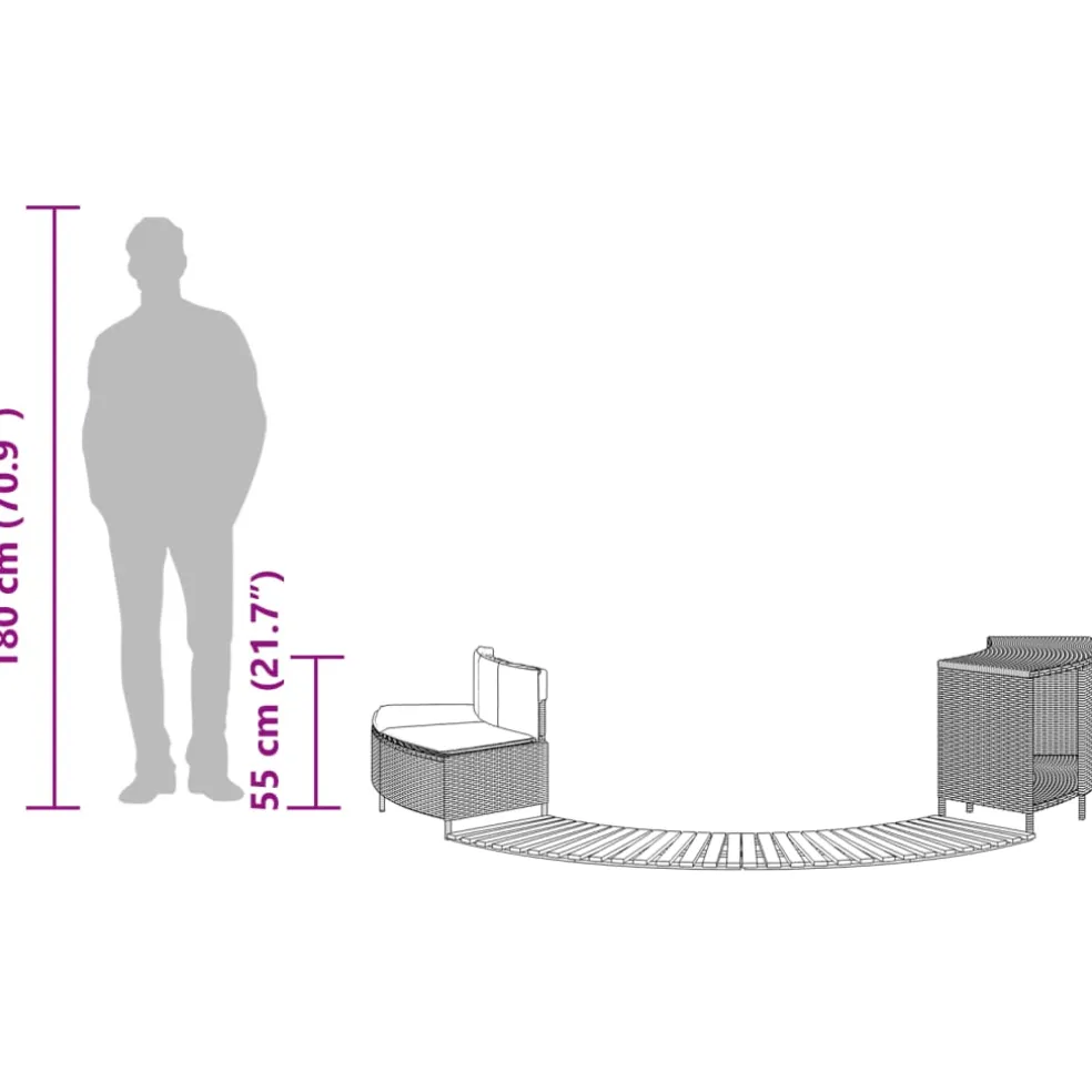 vidaXL Hottub-ombouw poly rattan en massief acaciahout zwart