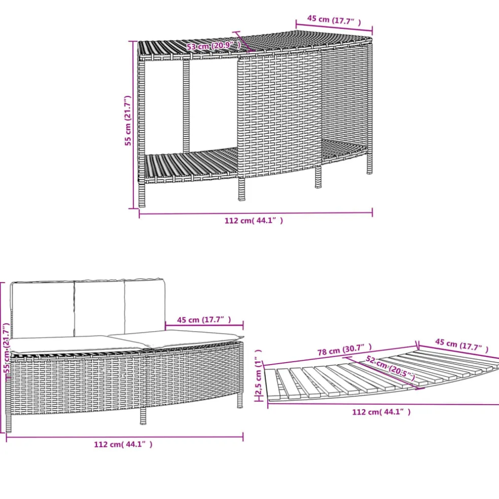 vidaXL Hottub-ombouw poly rattan en massief acaciahout zwart