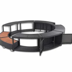 vidaXL Hottub-ombouw poly rattan zwart