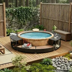 vidaXL Hottub-ombouw poly rattan zwart