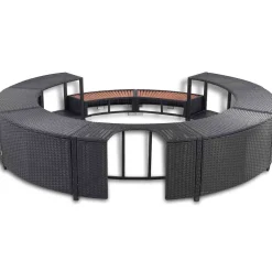 vidaXL Hottub-ombouw poly rattan zwart