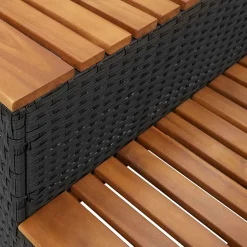 vidaXL Hottub-opstap 50x50x50,5cm poly rattan&massief acaciahout zwart