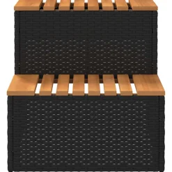 vidaXL Hottub-opstap 50x50x50,5cm poly rattan&massief acaciahout zwart
