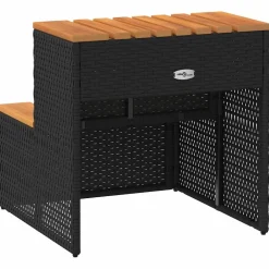 vidaXL Hottub-opstap 50x50x50,5cm poly rattan&massief acaciahout zwart