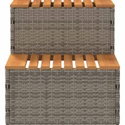 vidaXL Hottub-opstap 50x50x50,5cm poly rattan&massief acaciahout grijs