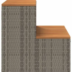 vidaXL Hottub-opstap 50x50x50,5cm poly rattan&massief acaciahout grijs