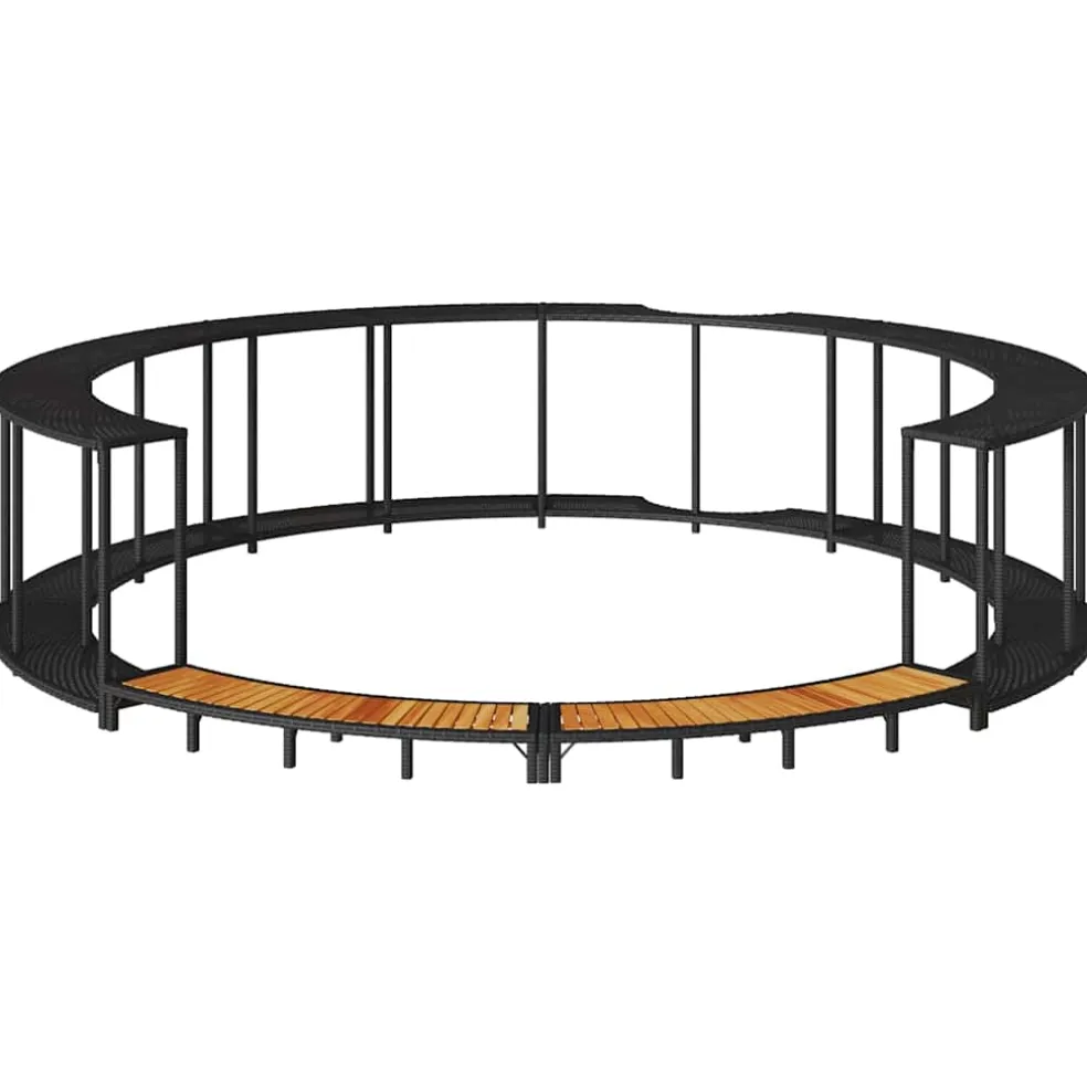 vidaXL Hottub Surround opbergruimte houten opstapje poly rattan zwart