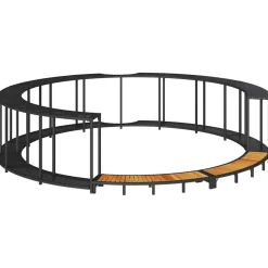 vidaXL Hottub Surround opbergruimte houten opstapje poly rattan zwart