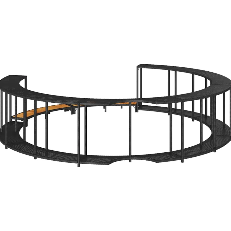 vidaXL Hottub Surround opbergruimte houten opstapje poly rattan zwart