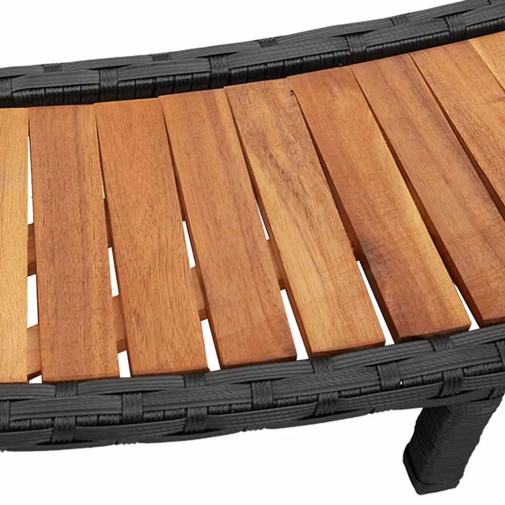 vidaXL Hottub Surround opbergruimte houten opstapje poly rattan zwart