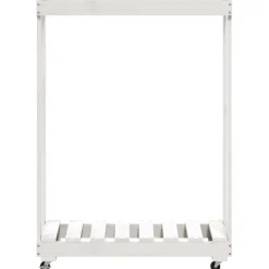 vidaXL Houtblokhouder met wielen 76,5x40x108 cm massief grenenhout wit
