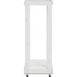 vidaXL Houtblokhouder met wielen 76,5x40x108 cm massief grenenhout wit