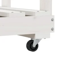 vidaXL Houtblokhouder met wielen 76,5x40x108 cm massief grenenhout wit