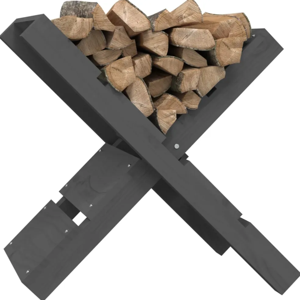 vidaXL Houtblokhouder 47x39,5x48 cm massief grenenhout grijs