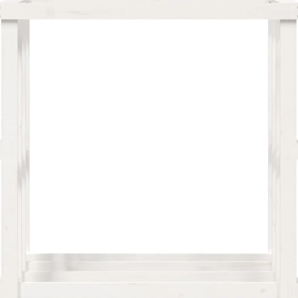 vidaXL Houtblokhouder 108x52x106 cm massief grenenhout wit