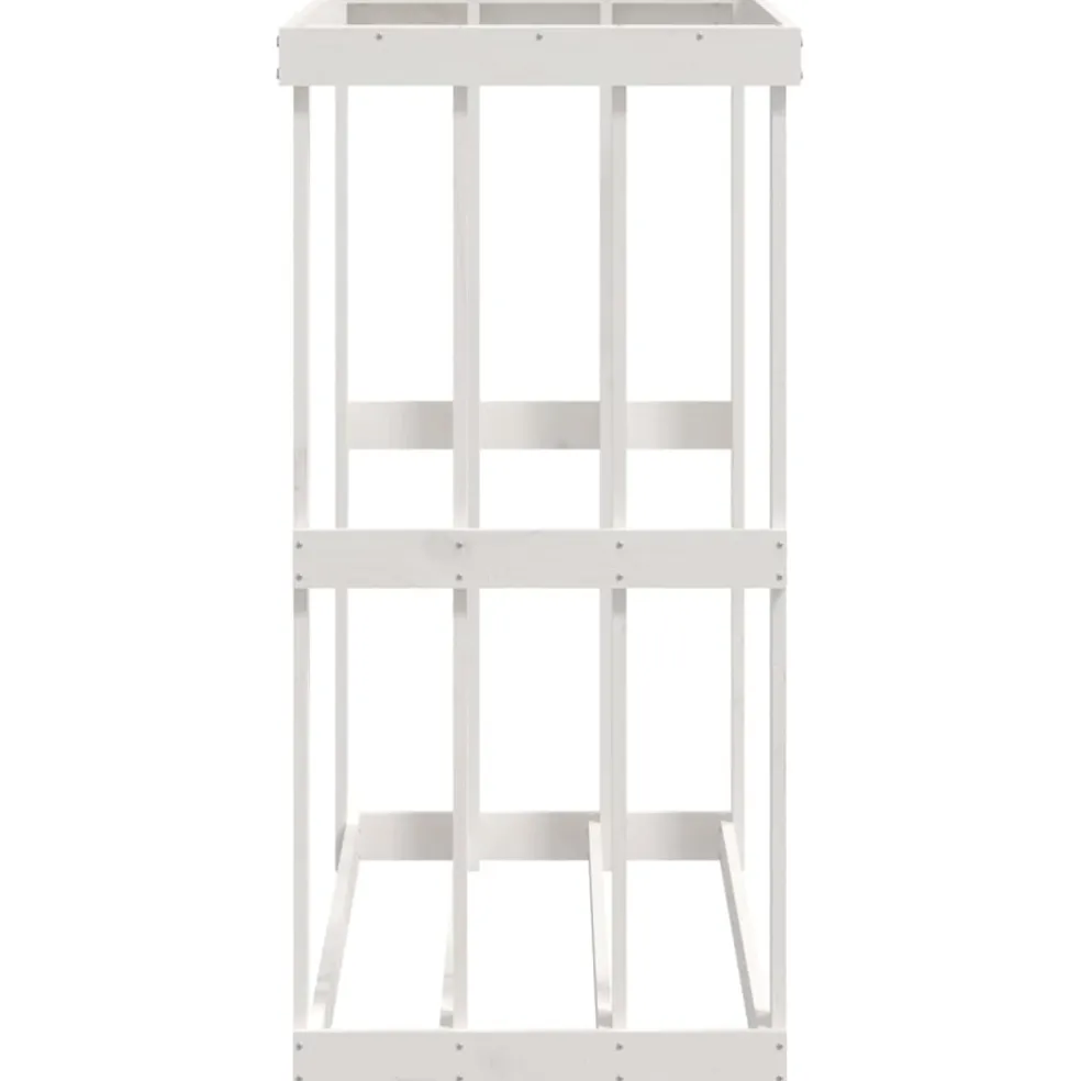 vidaXL Houtblokhouder 108x52x106 cm massief grenenhout wit