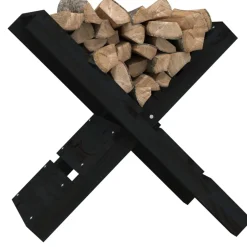vidaXL Houtblokhouder 47x39,5x48 cm massief grenenhout zwart