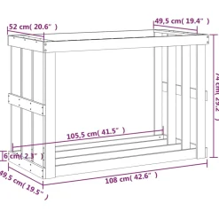 vidaXL Houtblokhouder 108x52x74 cm massief grenenhout