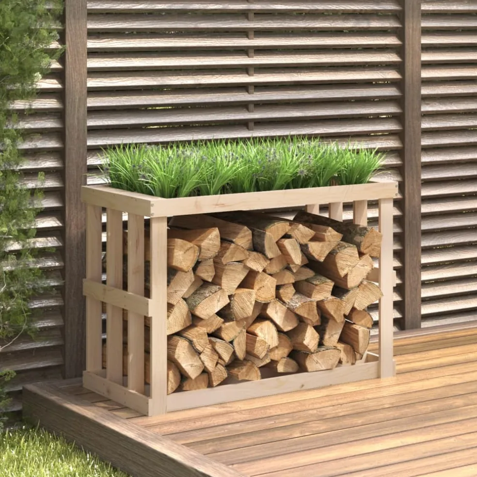 vidaXL Houtblokhouder 108x52x74 cm massief grenenhout