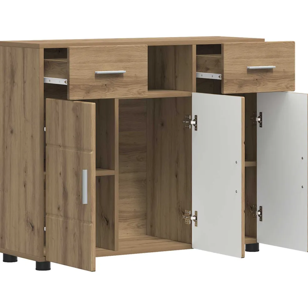 vidaXL Houten Kast Artisan Eiken Bewerkt hout