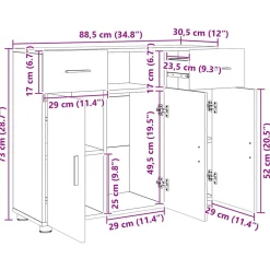 vidaXL Houten Kast Artisan Eiken Bewerkt hout