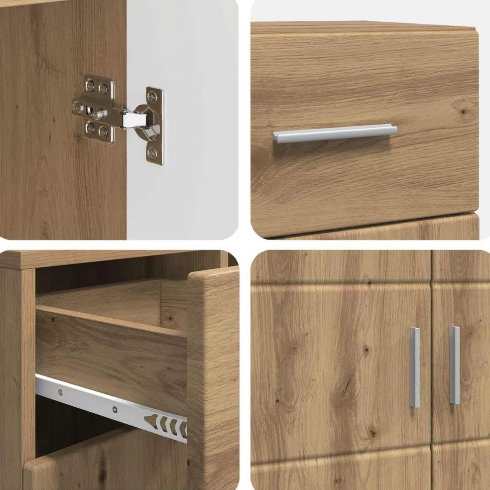 vidaXL Houten Kast Artisan Eiken Bewerkt hout