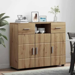 vidaXL Houten Kast Artisan Eiken Bewerkt hout