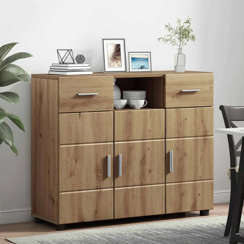 vidaXL Houten Kast Artisan Eiken Bewerkt hout