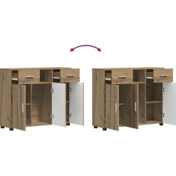 vidaXL Houten Kast Artisan Eiken Bewerkt hout
