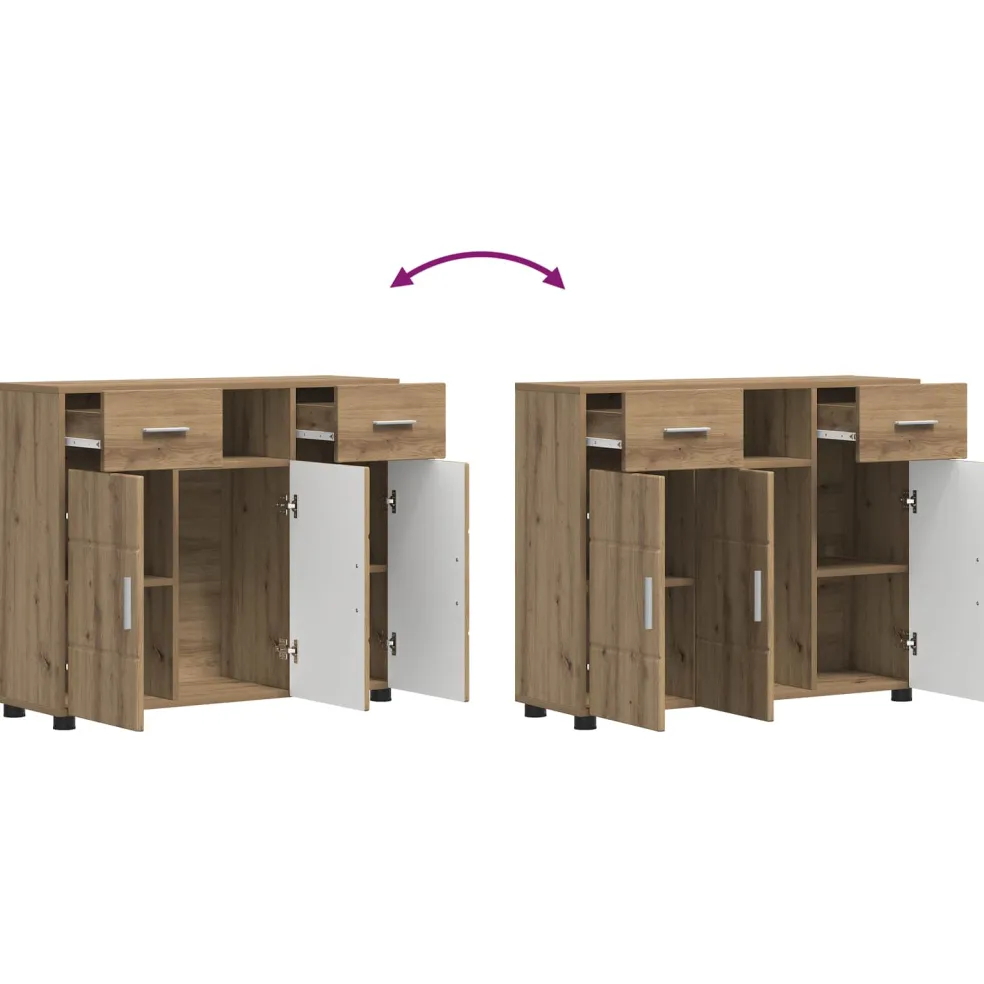 vidaXL Houten Kast Artisan Eiken Bewerkt hout