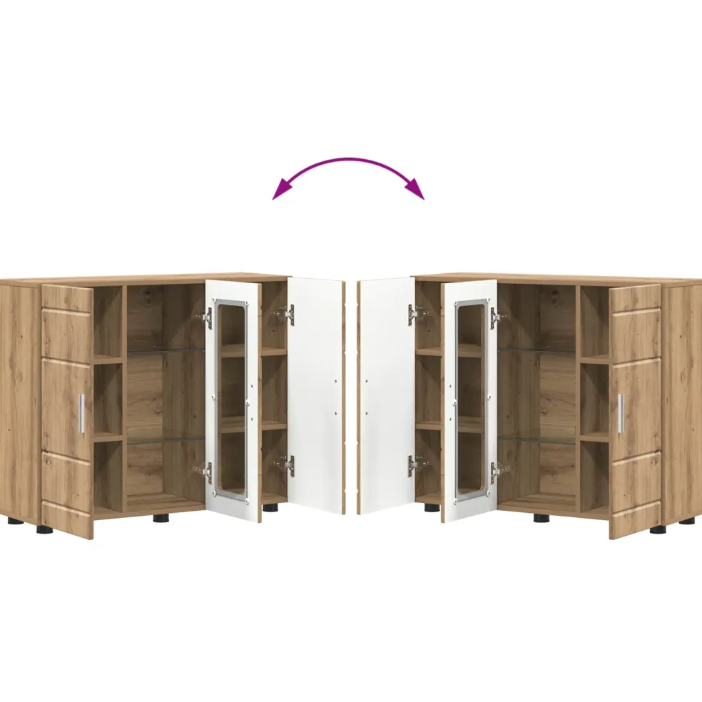 vidaXL Houten Kast Artisan Eiken Bewerkt hout