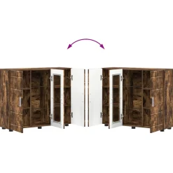 vidaXL Houten Kast Gerookt eiken Bewerkt hout