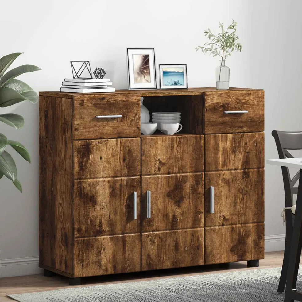 vidaXL Houten Kast Gerookt eiken Bewerkt hout