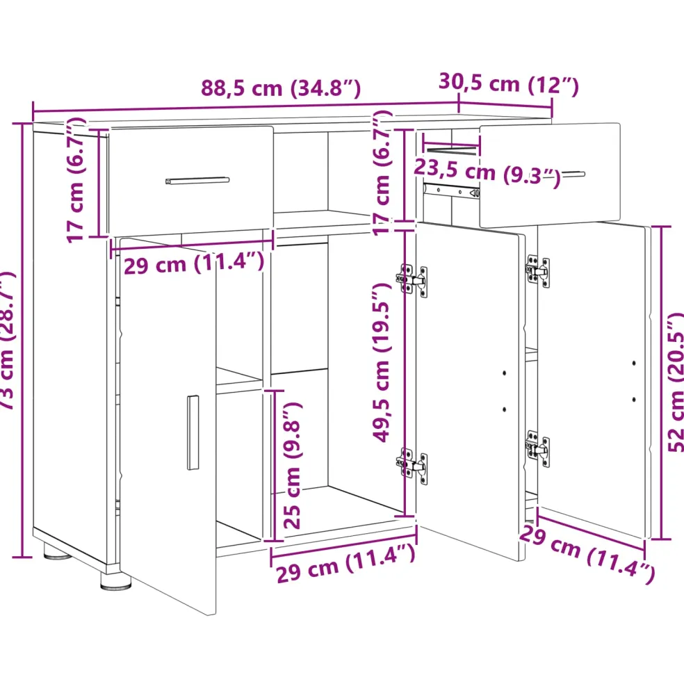 vidaXL Houten Kast Gerookt eiken Bewerkt hout