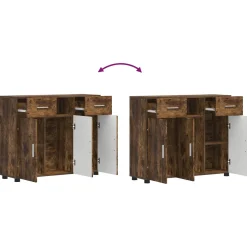 vidaXL Houten Kast Gerookt eiken Bewerkt hout