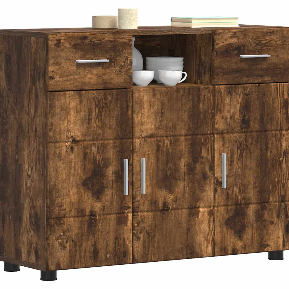 vidaXL Houten Kast Gerookt eiken Bewerkt hout