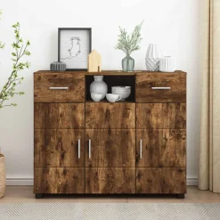 vidaXL Houten Kast Gerookt eiken Bewerkt hout