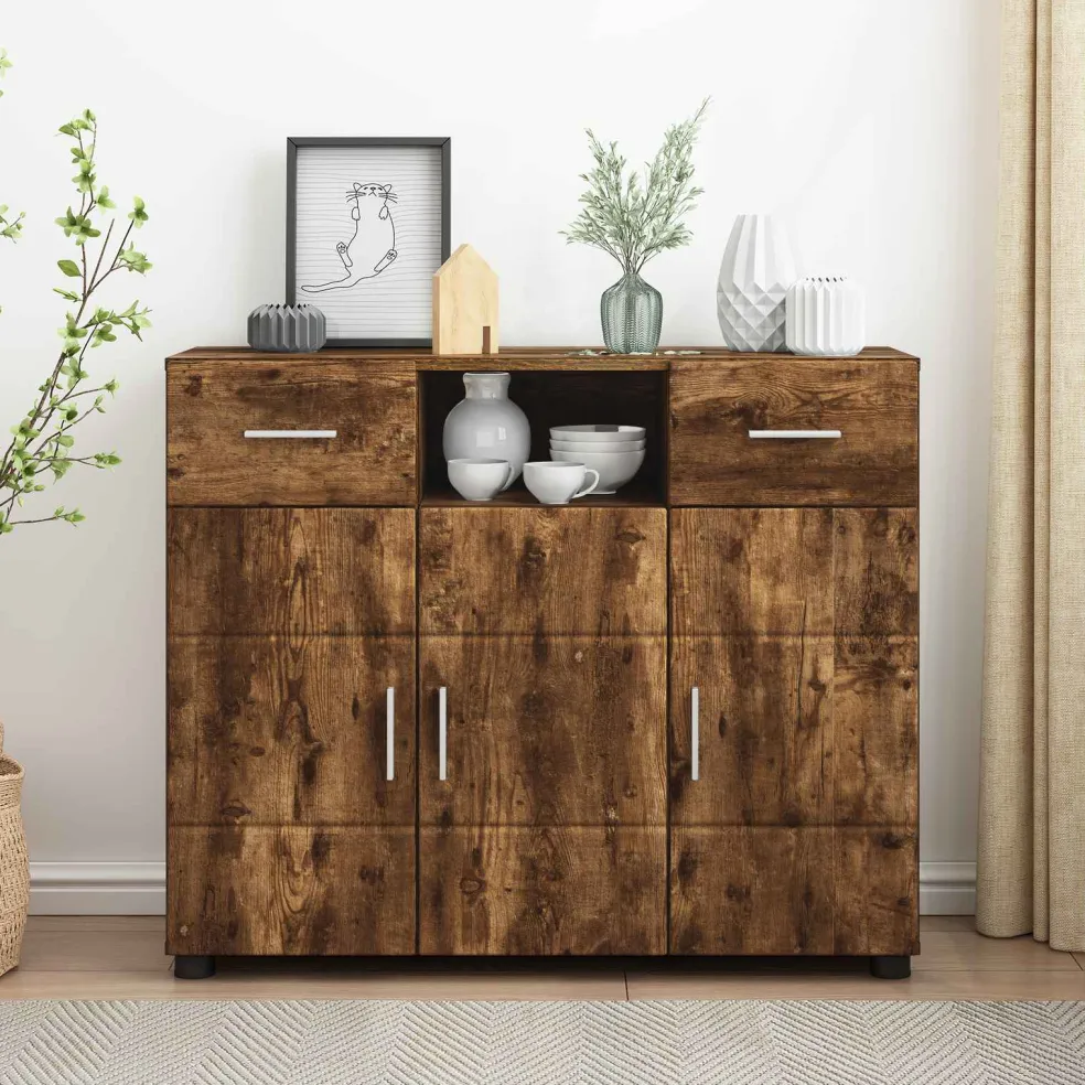 vidaXL Houten Kast Gerookt eiken Bewerkt hout