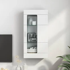 vidaXL Houten Kast Hoogglans wit Bewerkt hout