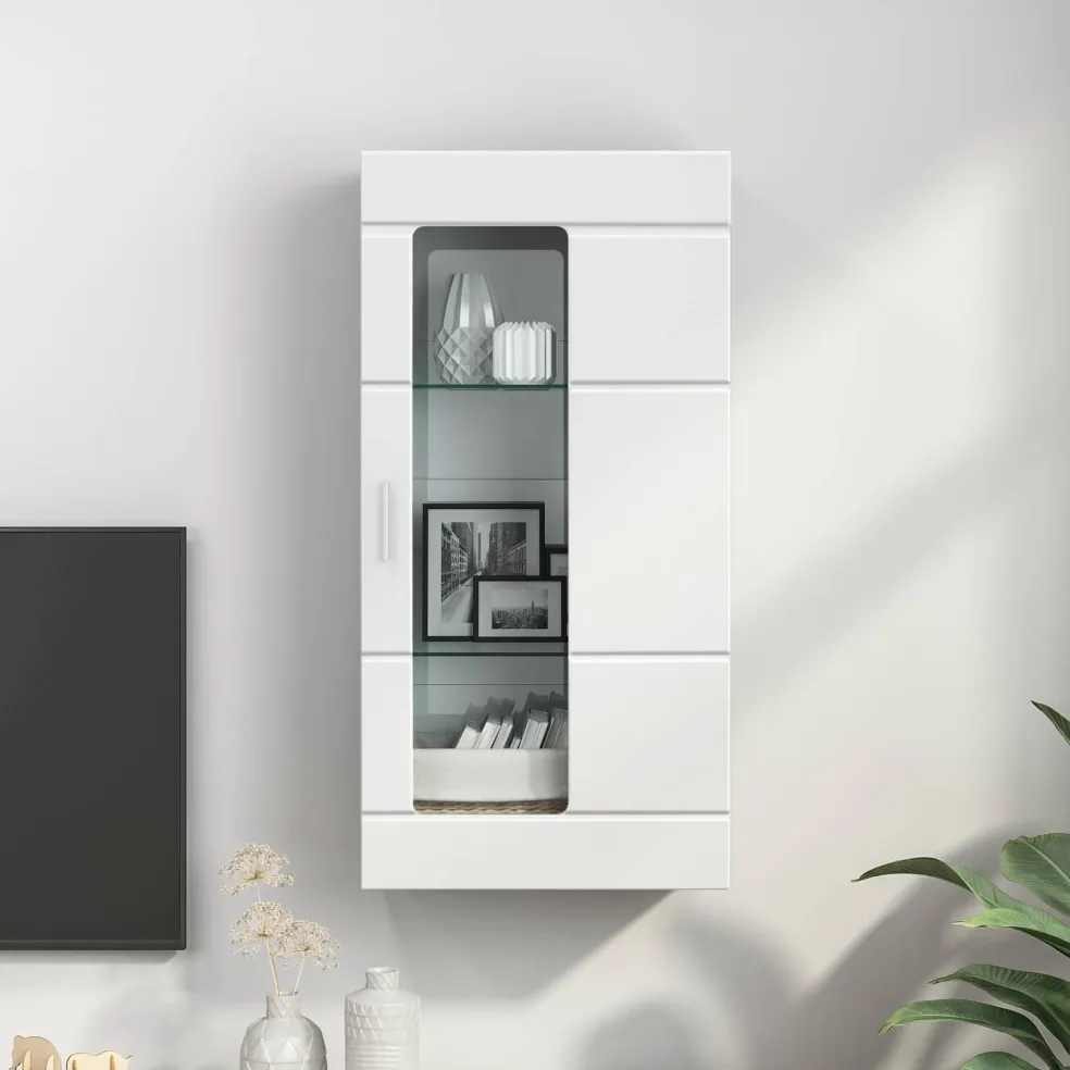 vidaXL Houten Kast Hoogglans wit Bewerkt hout