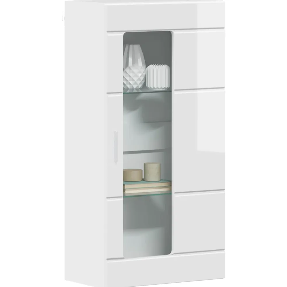 vidaXL Houten Kast Hoogglans wit Bewerkt hout