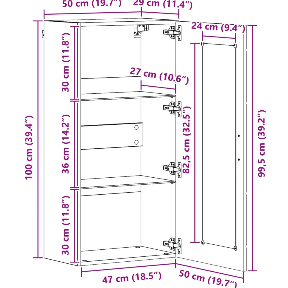 vidaXL Houten Kast Hoogglans wit Bewerkt hout