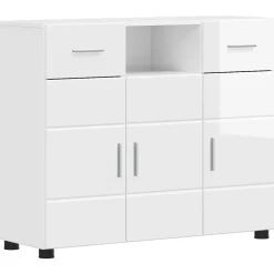 vidaXL Houten Kast Hoogglans wit Bewerkt hout