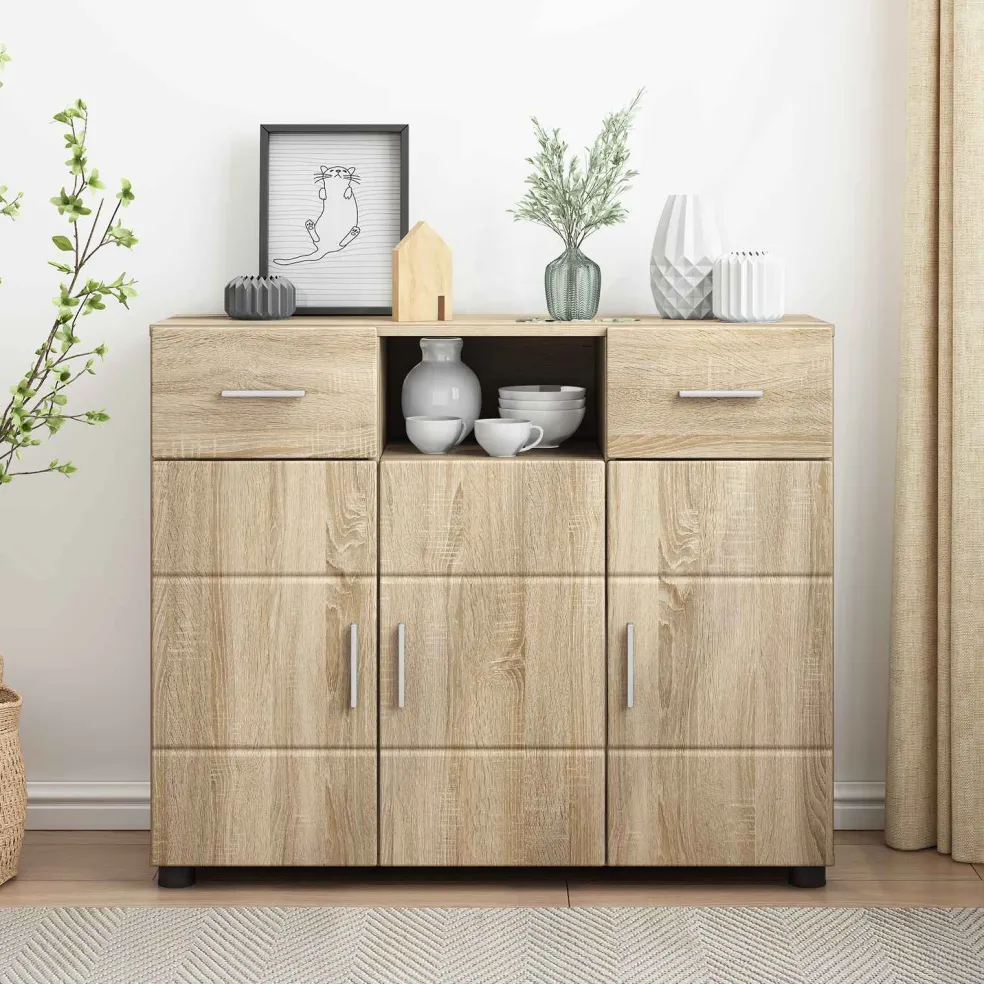 vidaXL Houten Kast Sonoma Eiken Bewerkt hout
