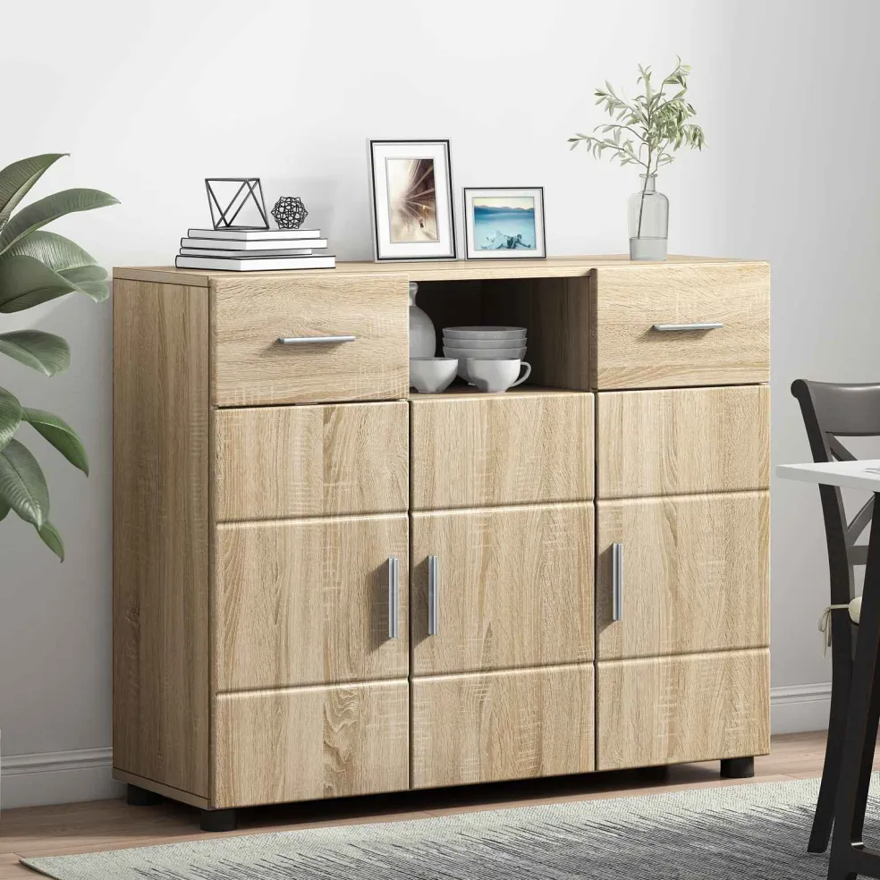 vidaXL Houten Kast Sonoma Eiken Bewerkt hout