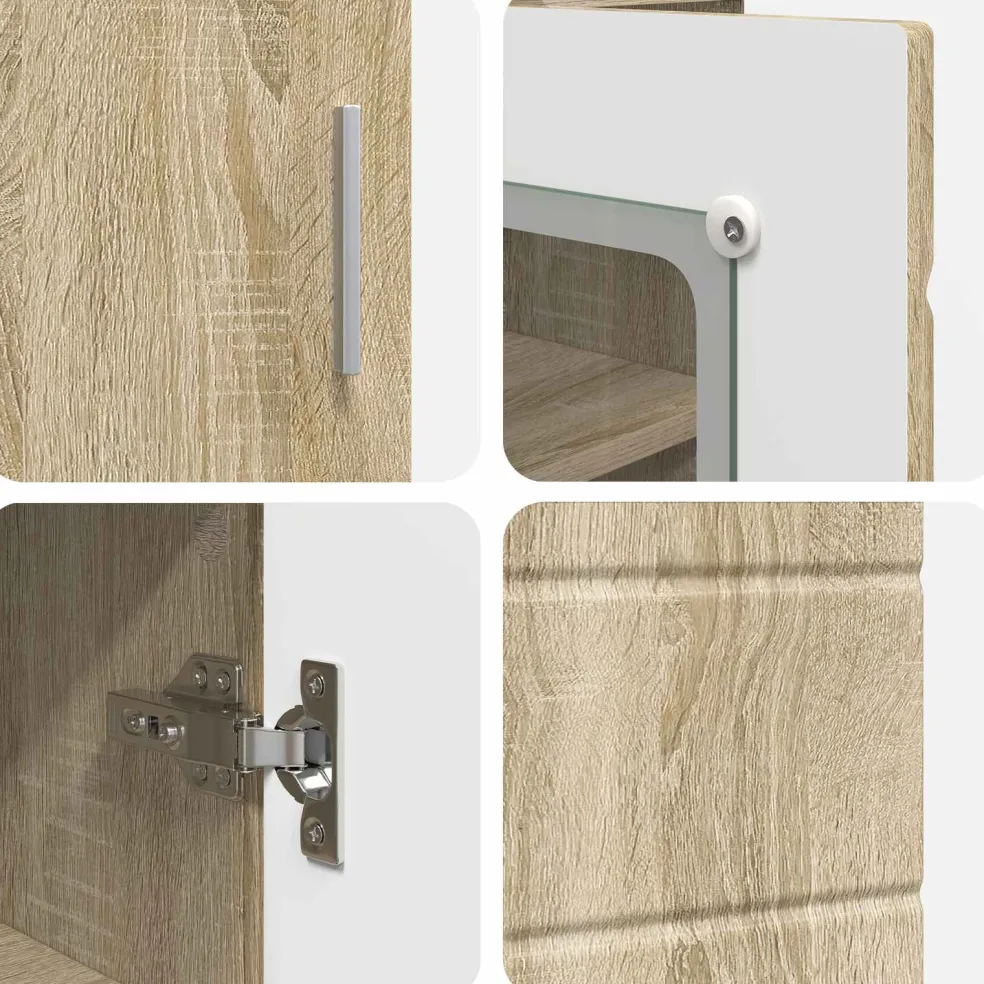 vidaXL Houten Kast Sonoma Eiken Bewerkt hout
