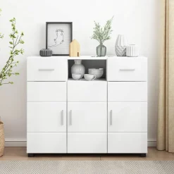 vidaXL Houten Kast Wit Bewerkt hout