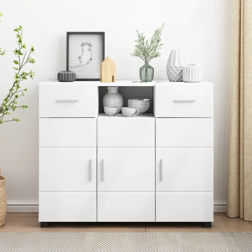 vidaXL Houten Kast Wit Bewerkt hout