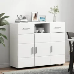 vidaXL Houten Kast Wit Bewerkt hout